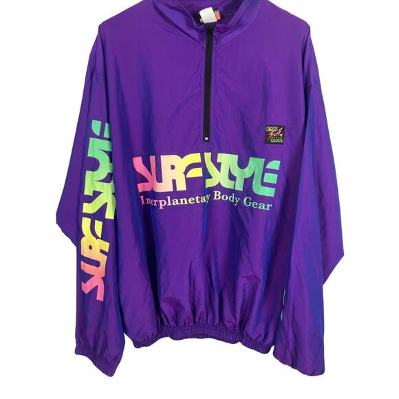 surf style Other - Vintage Surf Style Iridescent Purple Pullover Windbreaker Jacket Zip 80s 90s XL